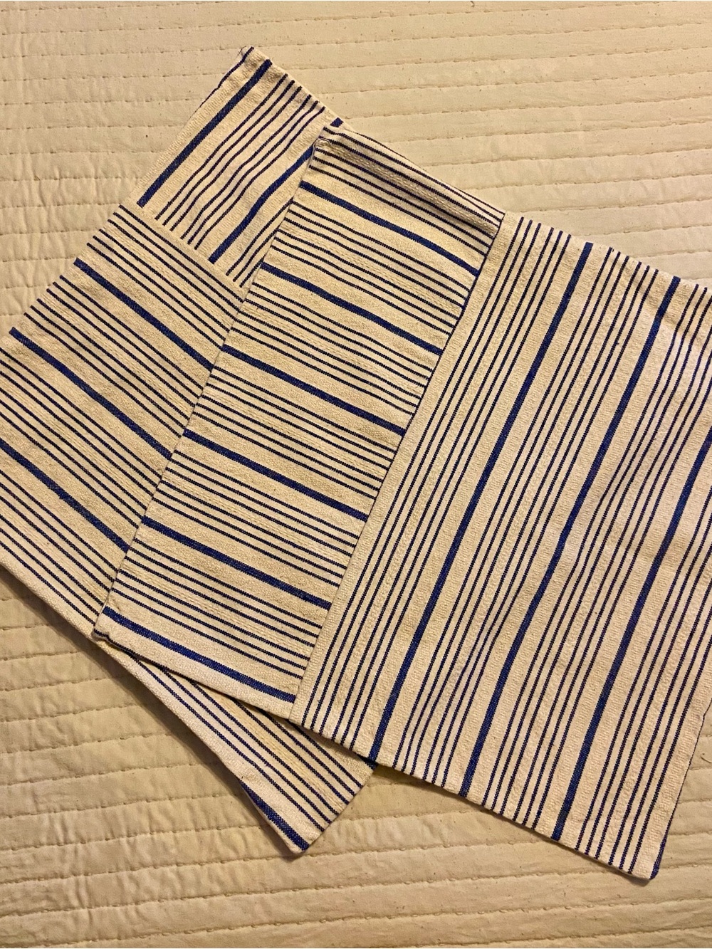 Striped Blue and Cream Pillow Covers